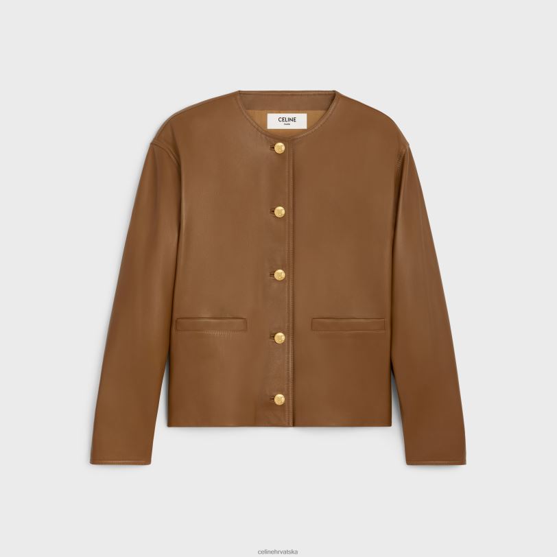 CELINE žene jakna s čistim ovratnikom od meke janjeće kože 3WED6624 odjeća bež