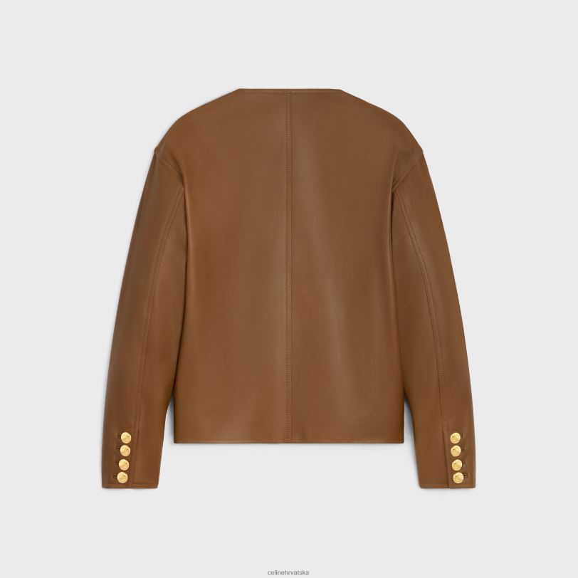 CELINE žene jakna s čistim ovratnikom od meke janjeće kože 3WED6624 odjeća bež