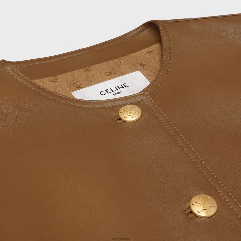 CELINE žene jakna s čistim ovratnikom od meke janjeće kože 3WED6624 odjeća bež