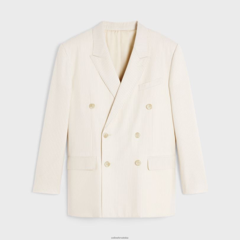 CELINE žene jude jakna od lagane prugaste vune 3WED6717 odjeća slonovača/noir