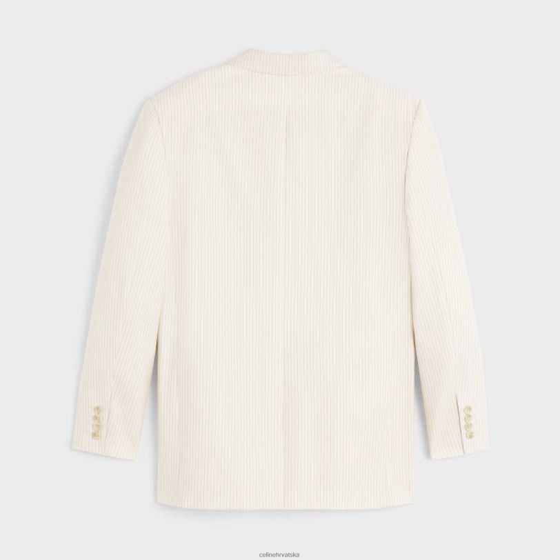 CELINE žene jude jakna od lagane prugaste vune 3WED6717 odjeća slonovača/noir