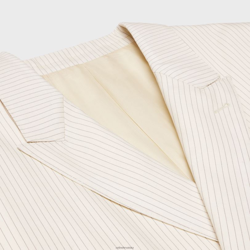 CELINE žene jude jakna od lagane prugaste vune 3WED6717 odjeća slonovača/noir