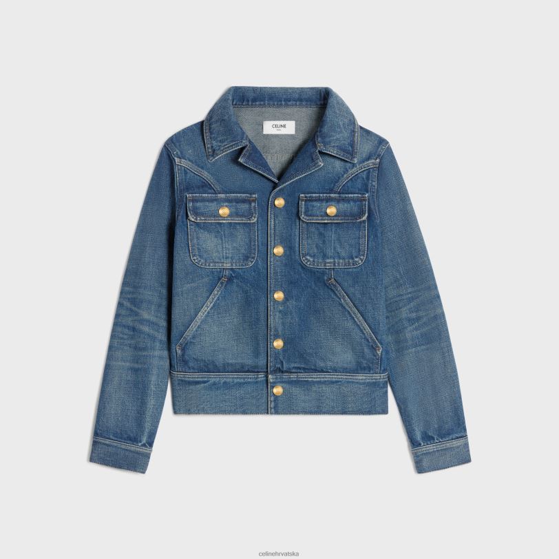 CELINE žene kamionska jakna od trapera 3WED6630 odjeća tamno union pranje