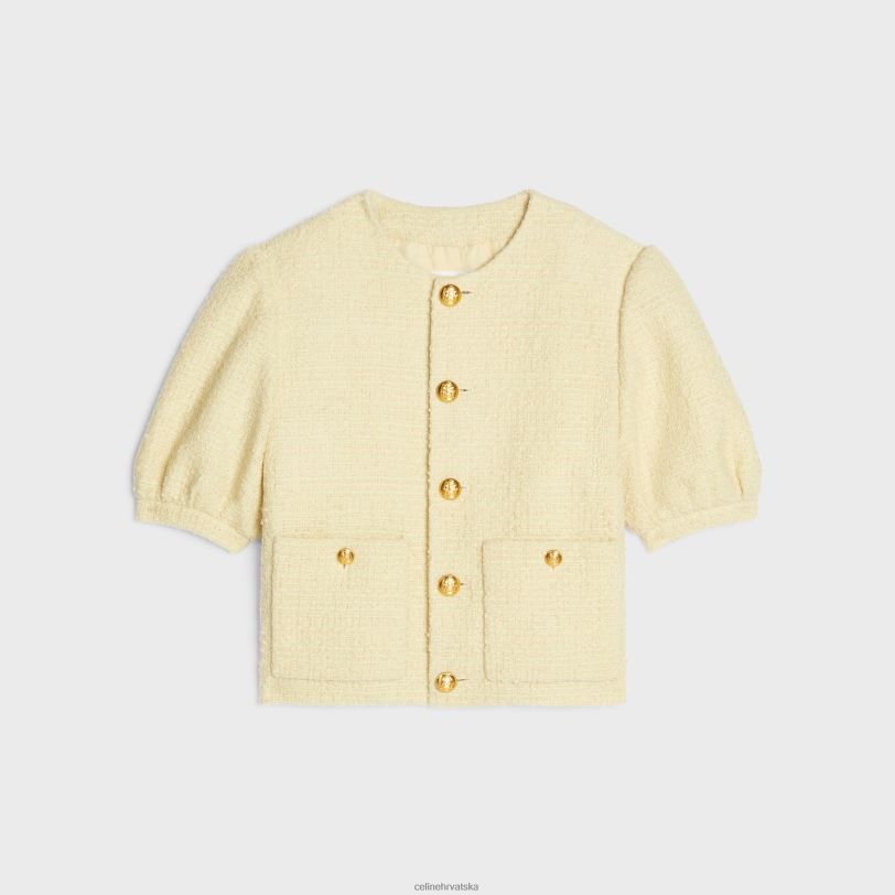 CELINE žene kardigan sako od bukle tvida 3WED6737 odjeća žuta boja