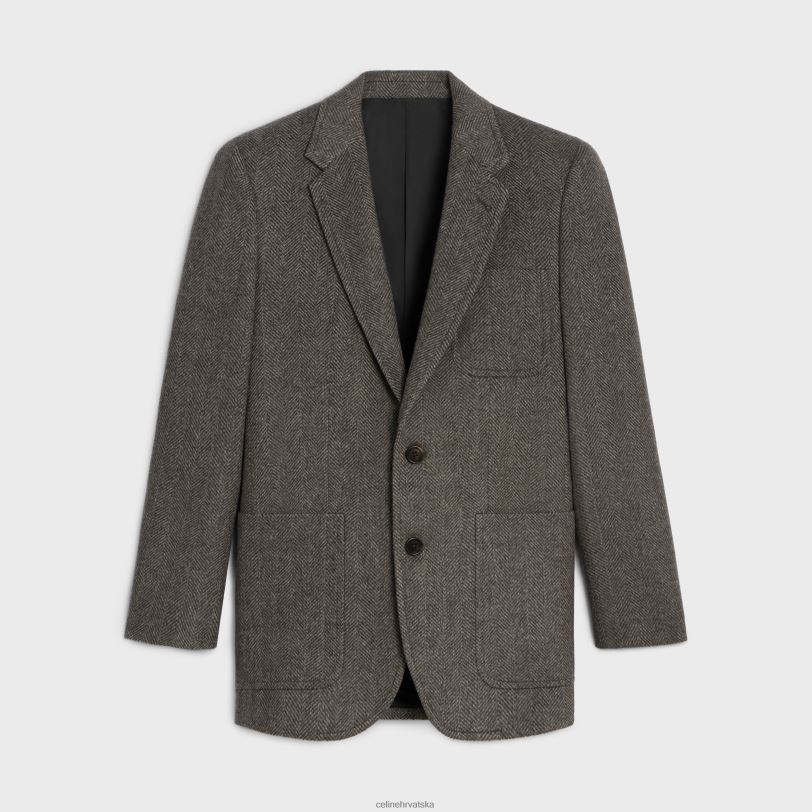 CELINE žene klasični sako od kašmira riblje kosti 3WED6628 odjeća marron/latte