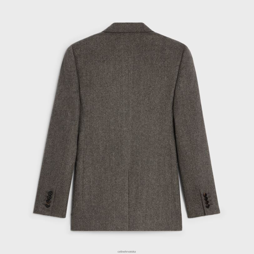 CELINE žene klasični sako od kašmira riblje kosti 3WED6628 odjeća marron/latte