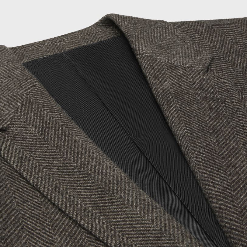 CELINE žene klasični sako od kašmira riblje kosti 3WED6628 odjeća marron/latte