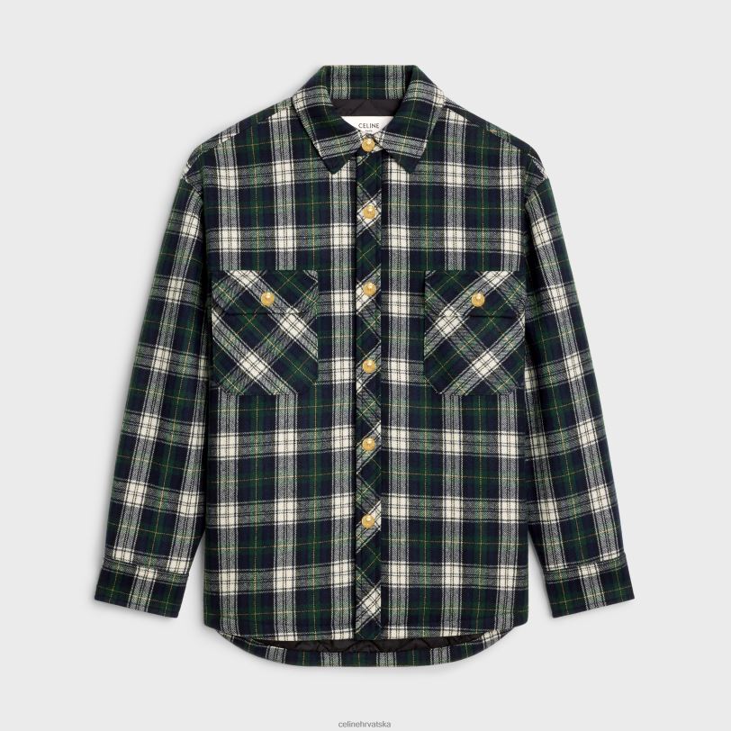 CELINE žene majica od tartan kašmira 3WED6732 odjeća tamnoplava/crvena/ekru