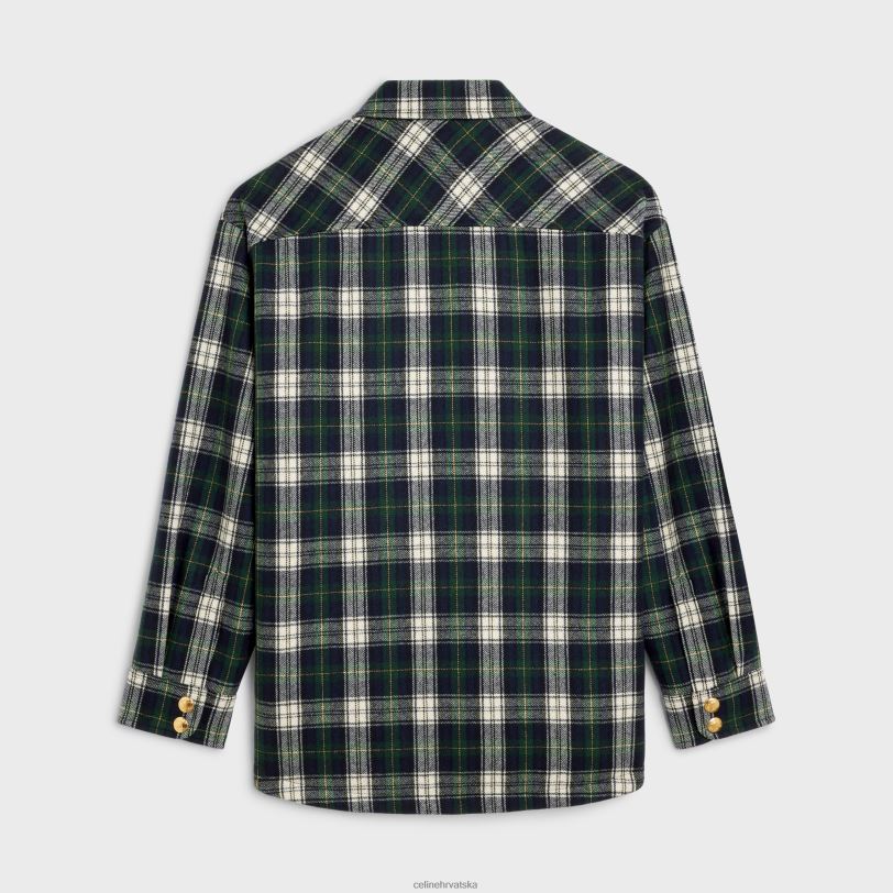 CELINE žene majica od tartan kašmira 3WED6732 odjeća tamnoplava/crvena/ekru