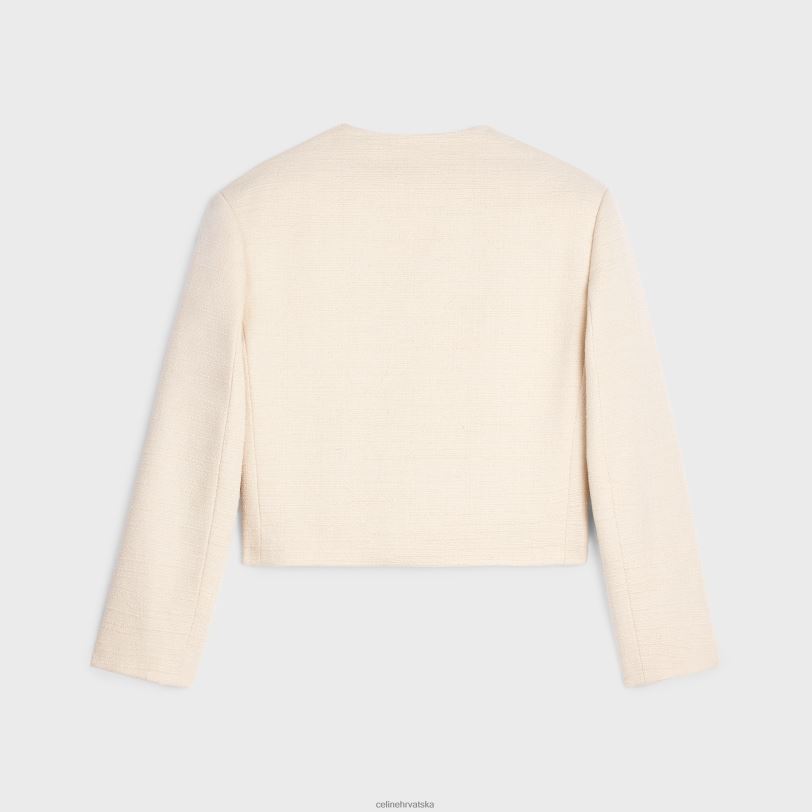 CELINE žene ošišana vojna jakna od svile 3WED6688 odjeća vanilija