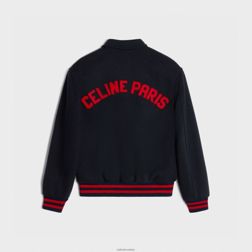 CELINE žene paris teddy jakna od teksturirane vune 3WED6664 odjeća mornarica