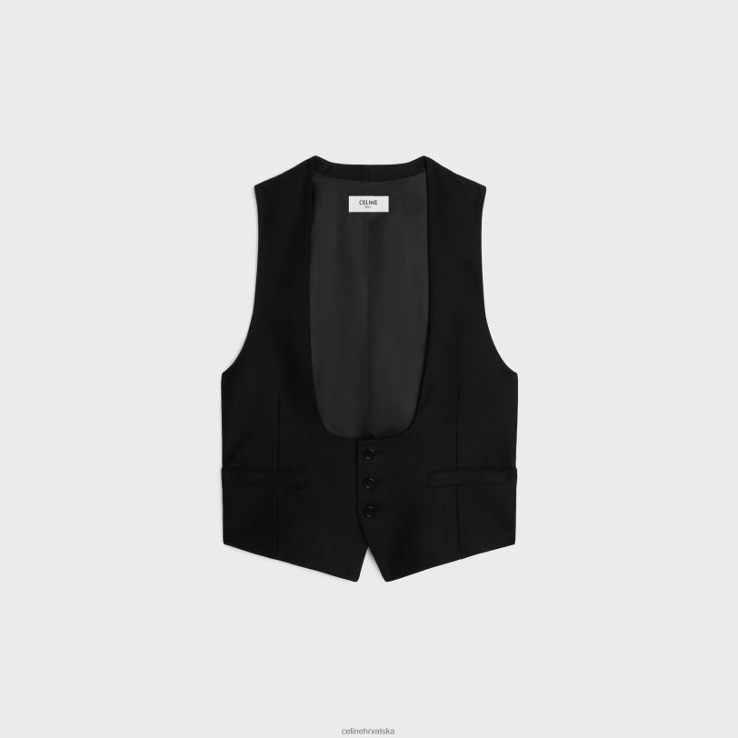 CELINE žene prsluk od flanela od kašmira 3WED6727 odjeća crno