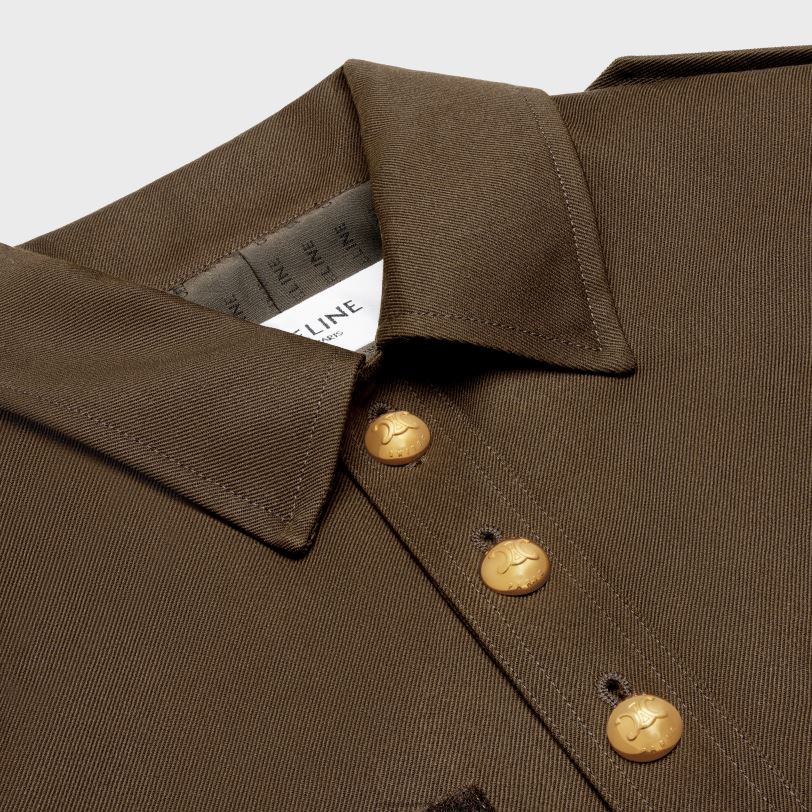 CELINE žene saharienne jakna od dijagonalne vune 3WED6698 odjeća vojnički smeđa