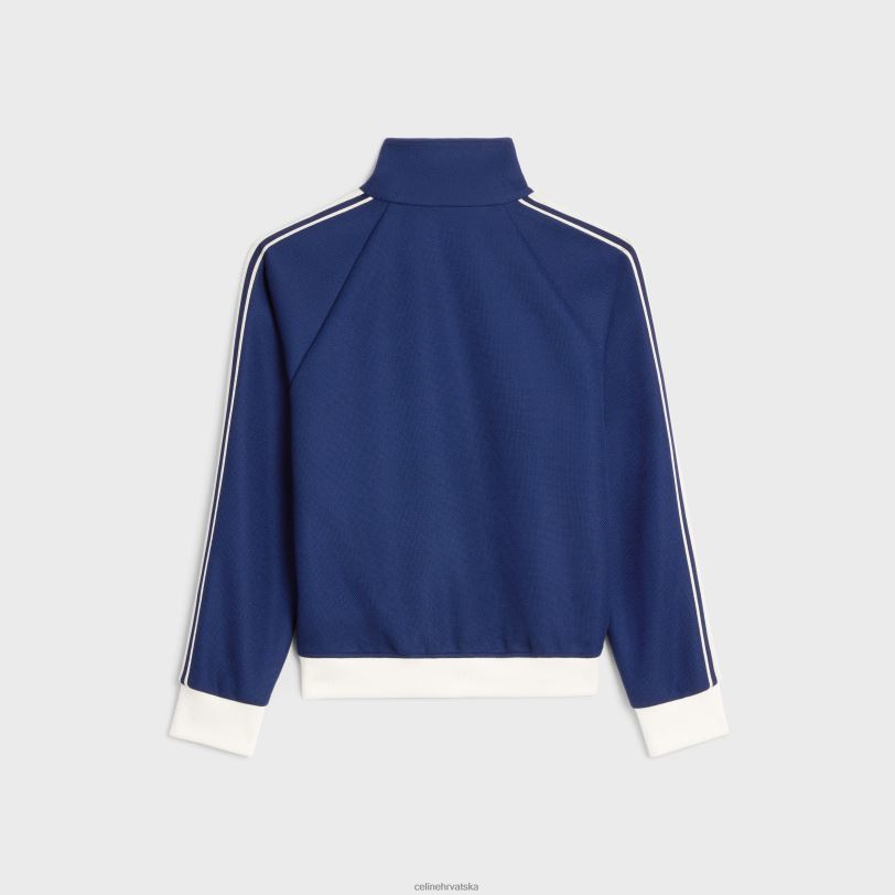 CELINE žene skraćena trenirka od žerseja s teksturom 3WED6728 odjeća tamnoplava/bijela