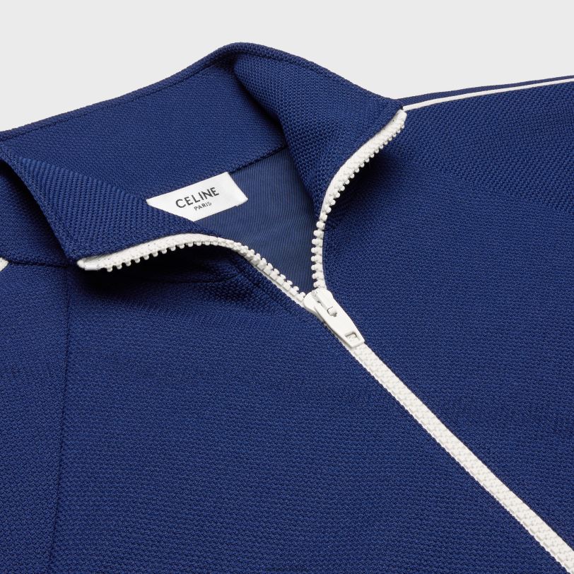 CELINE žene skraćena trenirka od žerseja s teksturom 3WED6728 odjeća tamnoplava/bijela