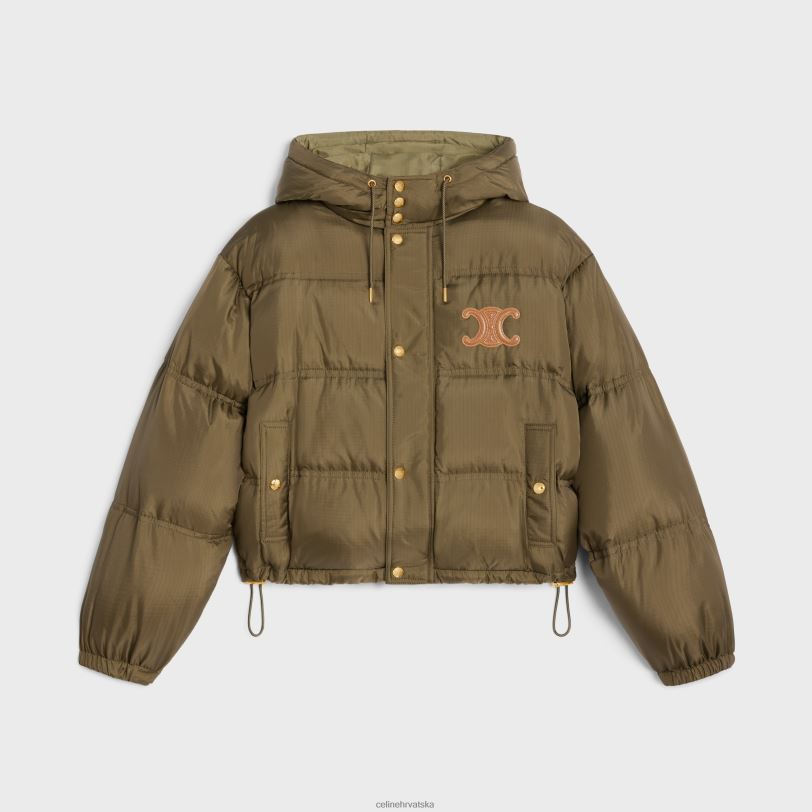 CELINE žene skraćena triomphe jakna od laganog najlona 3WED6705 odjeća kaki