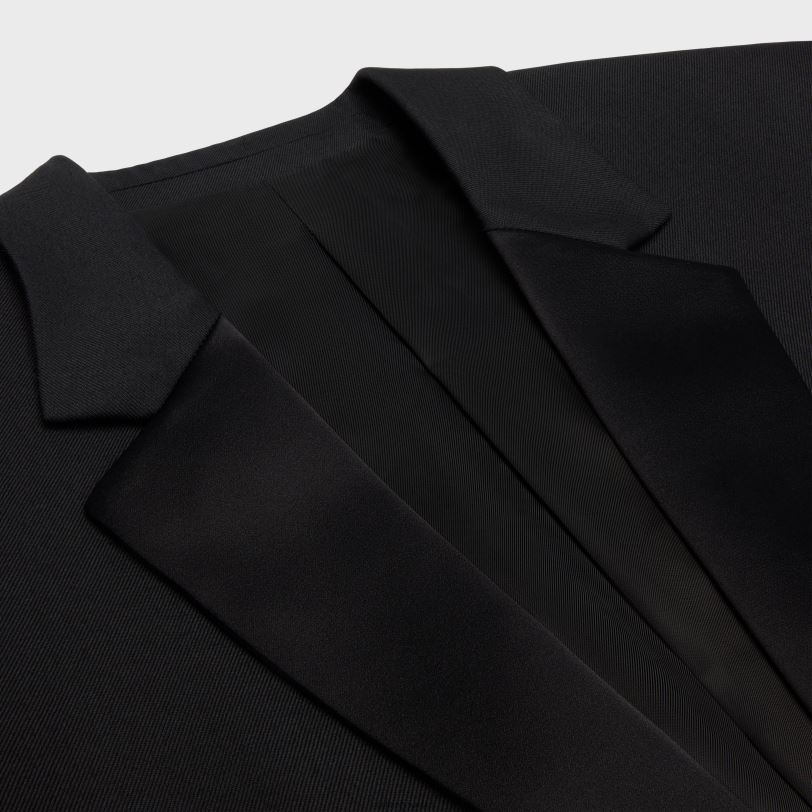 CELINE žene tommy smoking jakna od vunenog gabardina 3WED6571 odjeća ultra crna