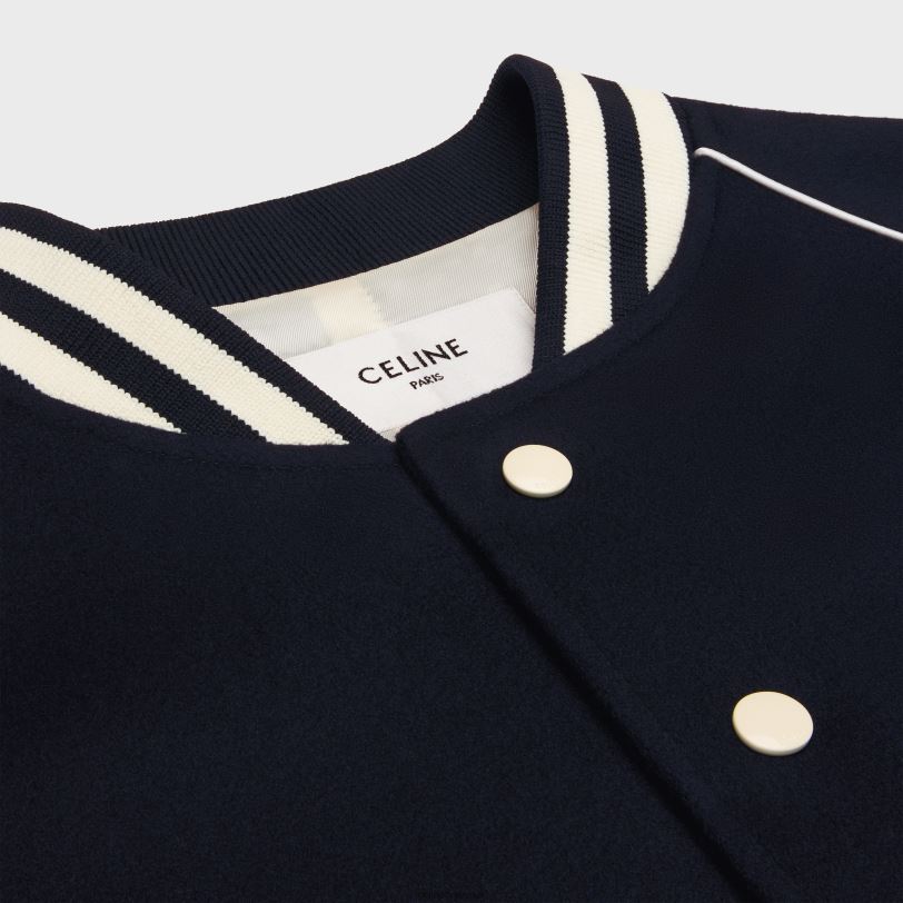 CELINE žene triomphe teddy jakna od vunene tkanine 3WED6665 odjeća mornarica