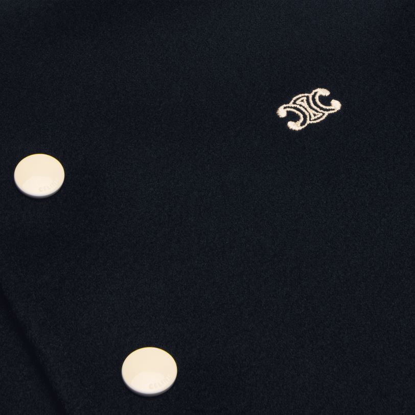 CELINE žene triomphe teddy jakna od vunene tkanine 3WED6665 odjeća mornarica