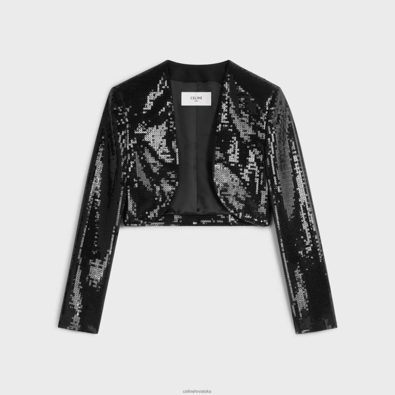 CELINE žene vezeni bolero od vunenog gabardina 3WED6726 odjeća crno