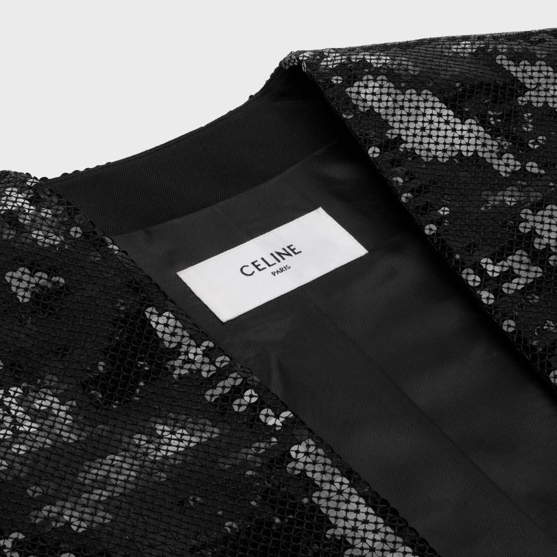 CELINE žene vezeni bolero od vunenog gabardina 3WED6726 odjeća crno