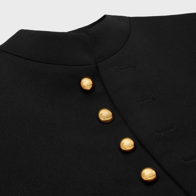 CELINE žene vojnička jakna od dijagonalne vune 3WED6686 odjeća crno