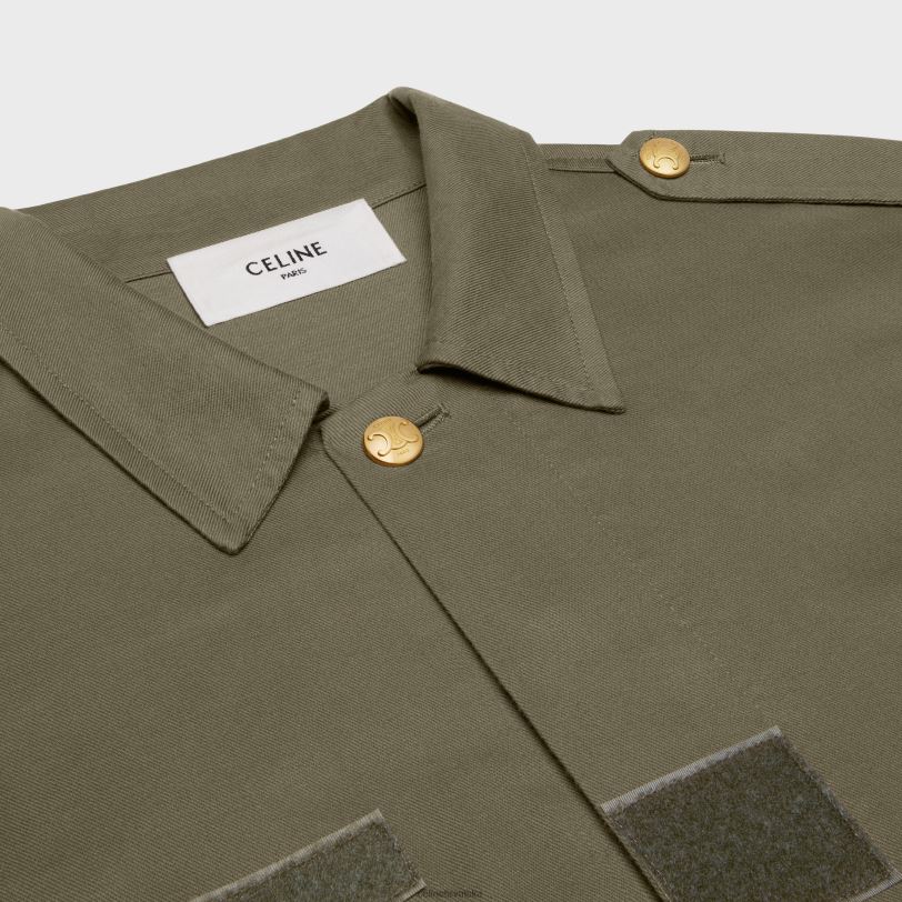 CELINE žene vojnička jakna od laganog kepera 3WED6703 odjeća kaki