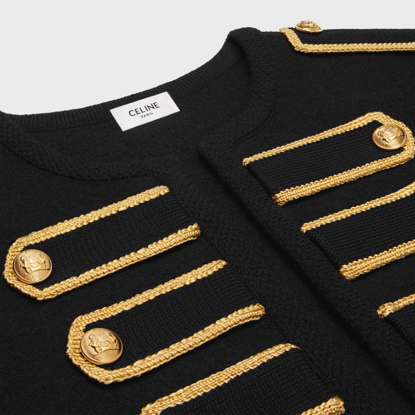 CELINE žene vojnički kardigan jakna od vune 3WED6618 odjeća crno