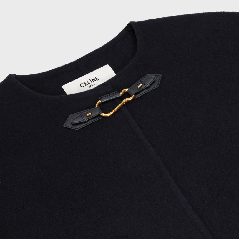 CELINE žene kaput s čistim ovratnikom od dvostrukog kašmira 3WED6743 odjeća crno