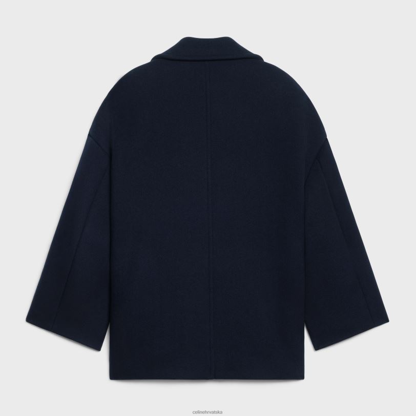 CELINE žene labavi peacoat od filca 3WED6744 odjeća mornarica