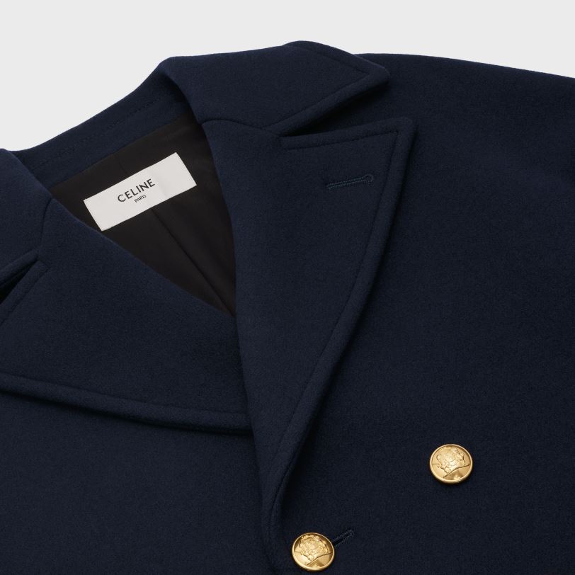 CELINE žene labavi peacoat od filca 3WED6744 odjeća mornarica