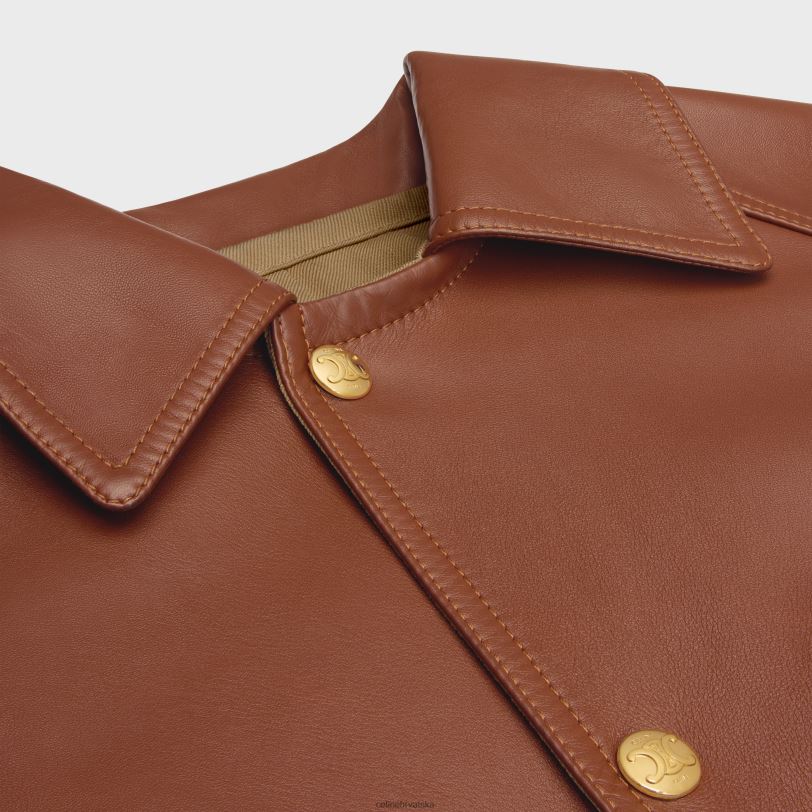 CELINE žene prevelika parka od meke janjeće kože 3WED6622 odjeća konjak