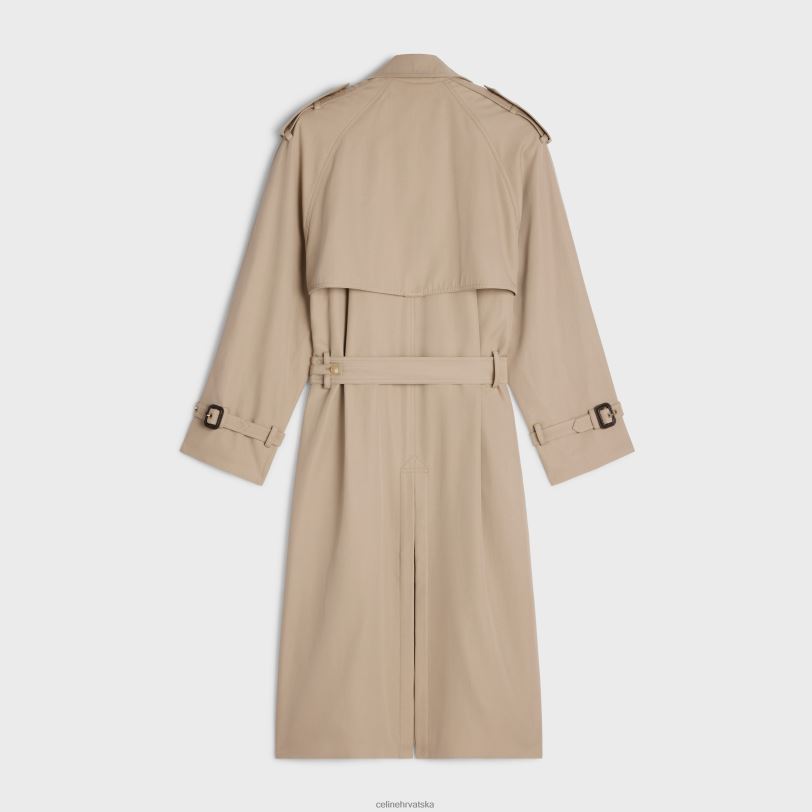 CELINE žene trench kaput od pamučnog gabardina 3WED6738 odjeća prljavo bijelo/crveno profond