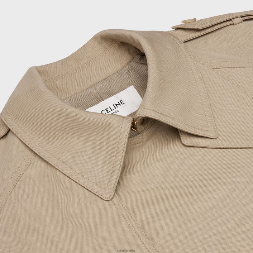 CELINE žene trench kaput od pamučnog gabardina 3WED6738 odjeća prljavo bijelo/crveno profond