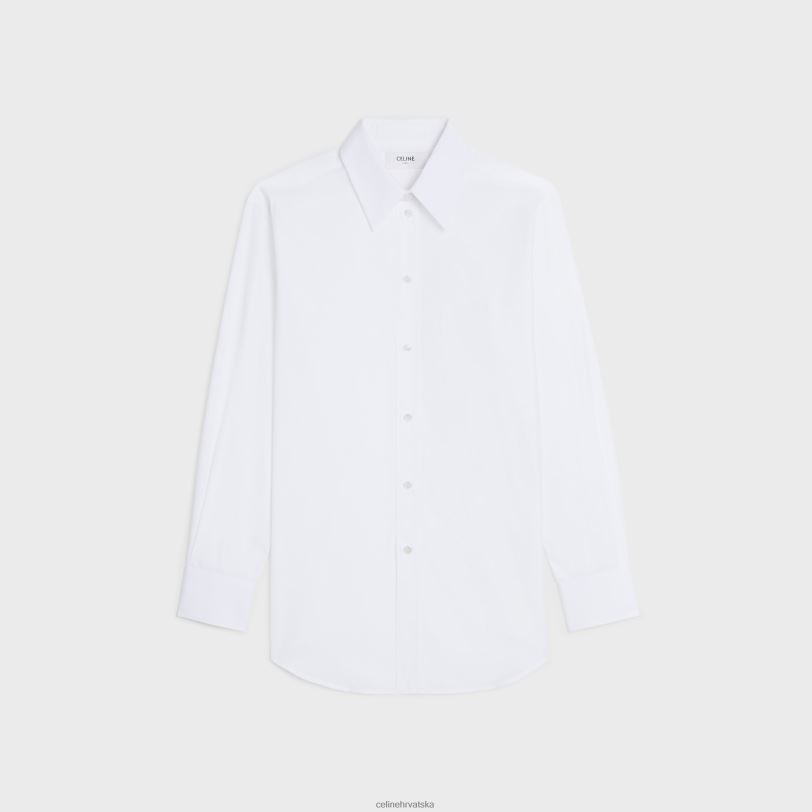 CELINE žene boyfriend košulja od pamučnog poplina 3WED6832 odjeća bijela