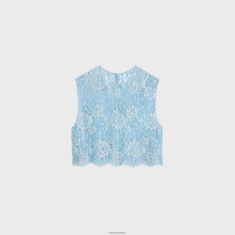 CELINE žene izvezeni kratki top od čipke 3WED6581 odjeća dječje plava