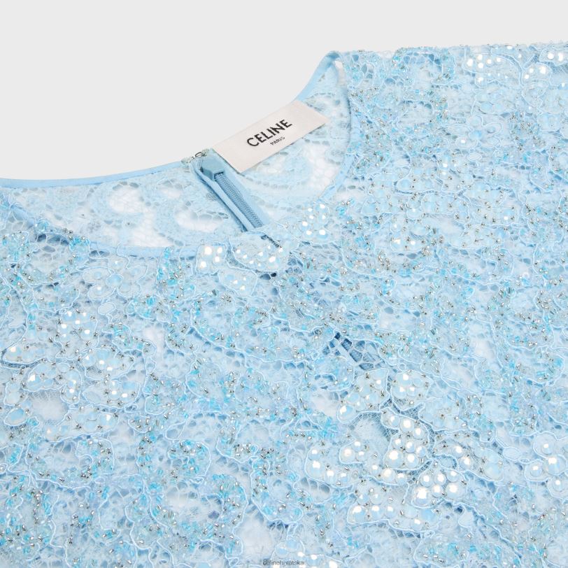 CELINE žene izvezeni kratki top od čipke 3WED6581 odjeća dječje plava