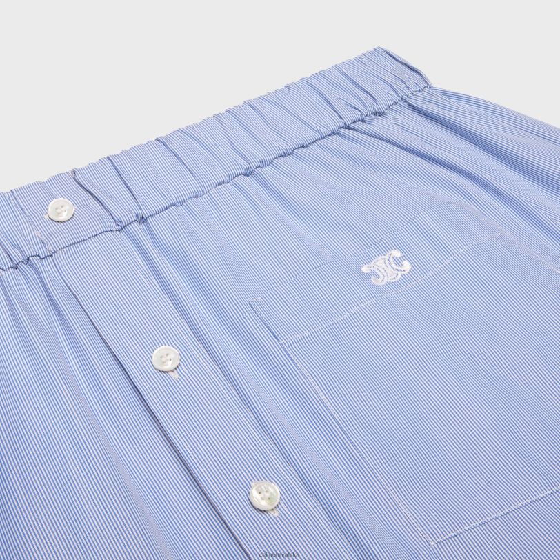 CELINE žene košulja s otvorenim ramenima od pamučnog popelina 3WED6845 odjeća bijelo/morsko