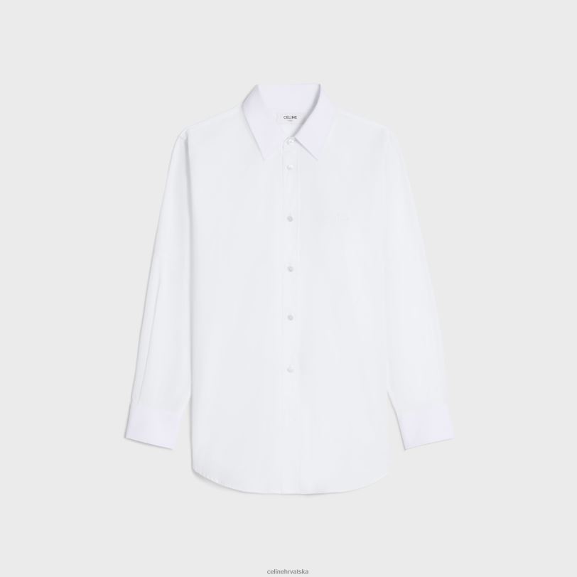 CELINE žene košulja za dječake od pamučnog popelina 3WED6577 odjeća bijela