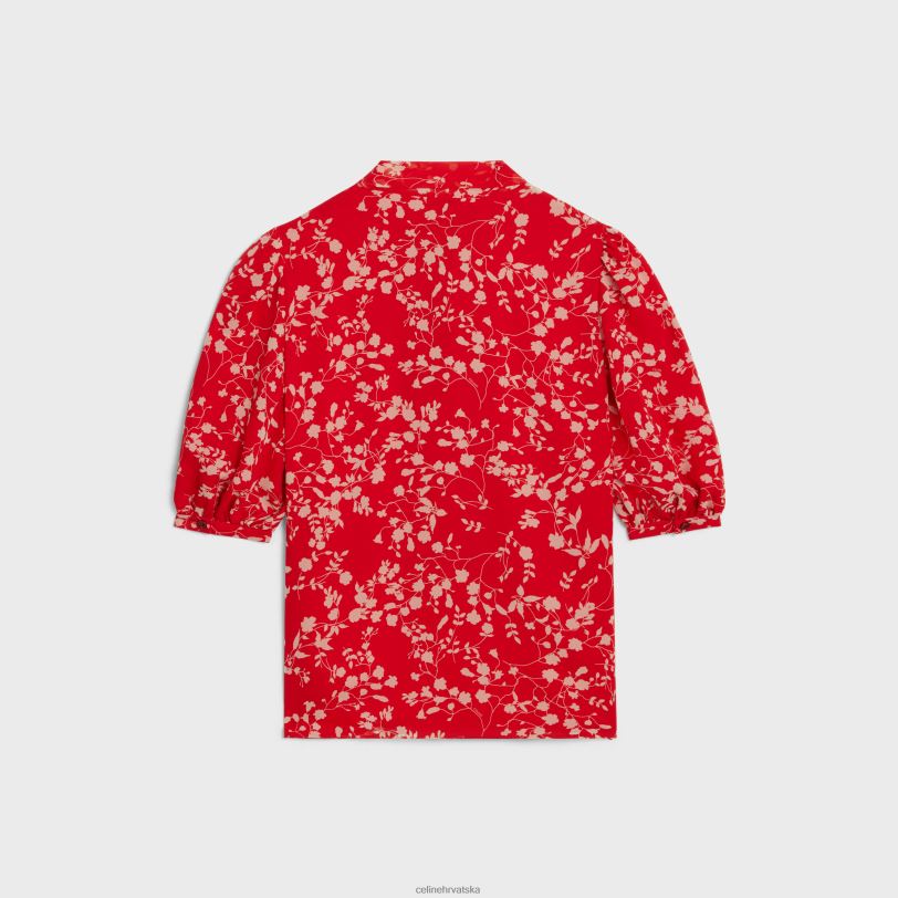 CELINE žene lavalliere bluza od svilenog žoržeta 3WED6842 odjeća rouge/craie