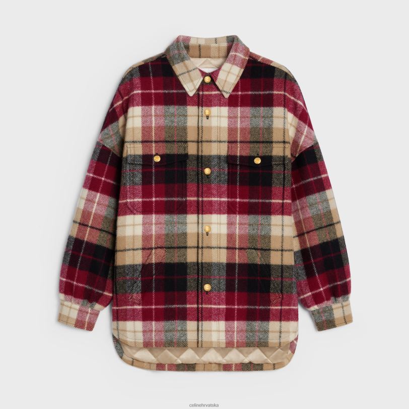 CELINE žene majica od karirane vune 3WED6731 odjeća deva/noir/bordeaux