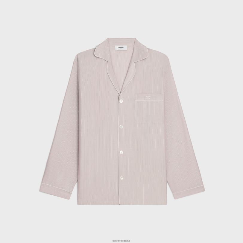 CELINE žene pidžama košulja od prugaste svile 3WED6681 odjeća ruža clair/craie