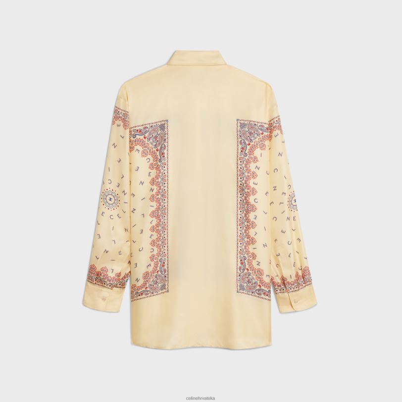 CELINE žene prevelika košulja od svilenog kepera 3WED6831 odjeća žuta/crvena/plava