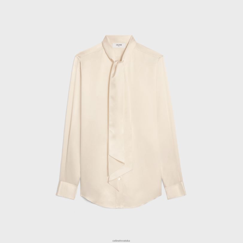 CELINE žene romy košulja od satenske svile 3WED6829 odjeća prljavo bijelo