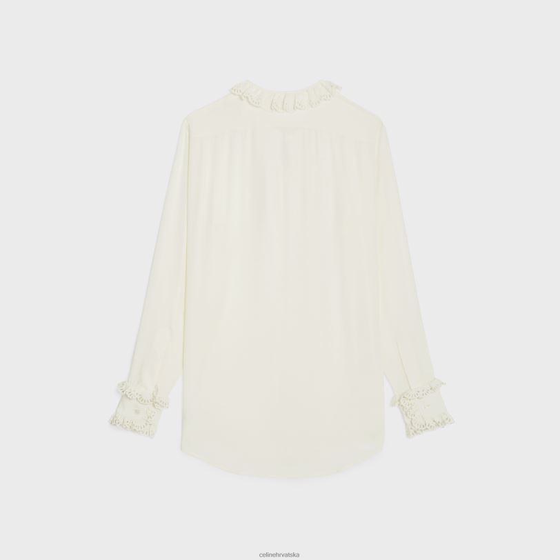 CELINE žene romy košulja od svilenog krepa i acetata 3WED6828 odjeća slonovača