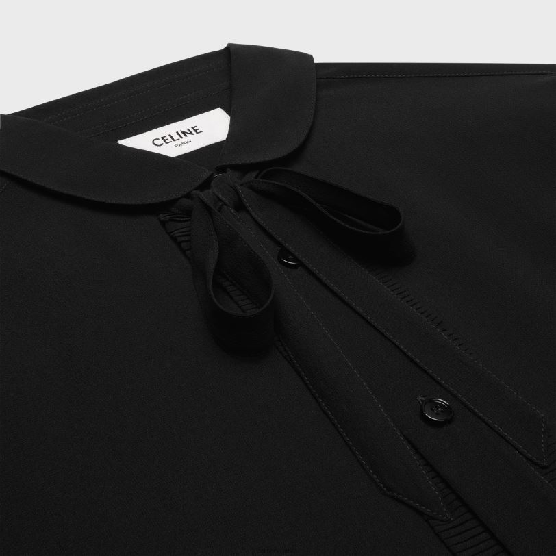 CELINE žene romy košulja od svilenog žoržeta 3WED6636 odjeća crno