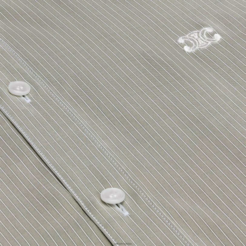 CELINE žene romy košulja u prugastoj svili 3WED6836 odjeća gris clair/craie/antracit