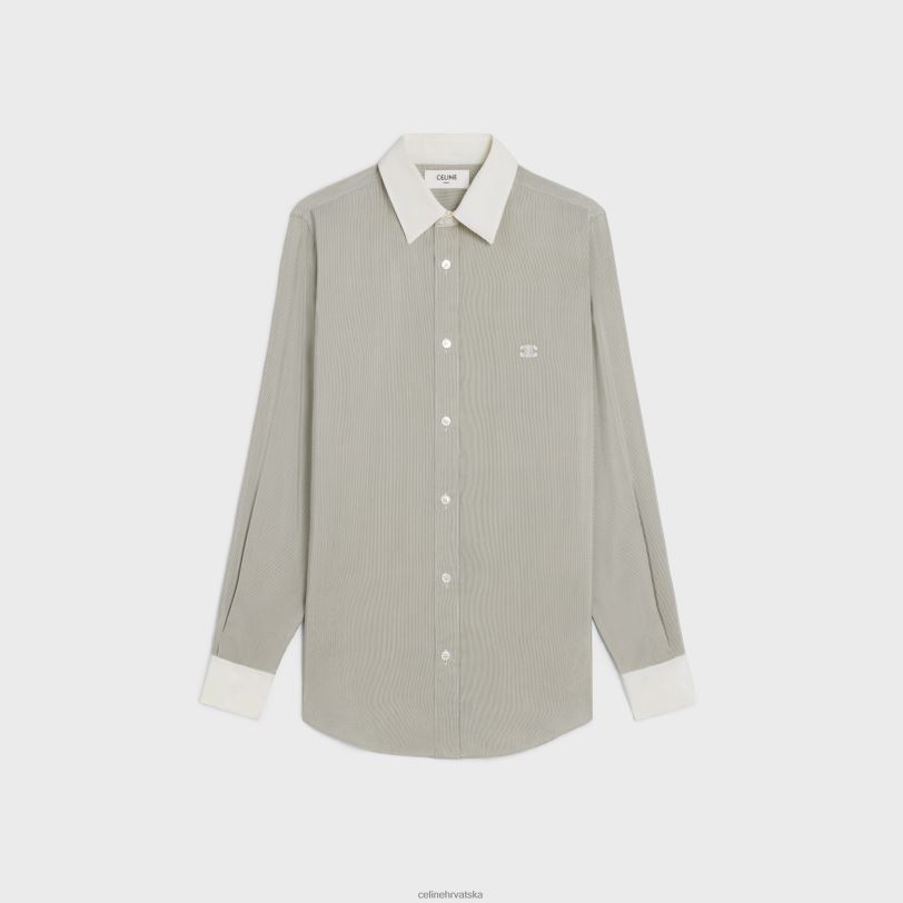 CELINE žene romy košulja u prugastoj svili 3WED6837 odjeća craie/noir