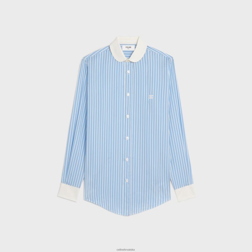 CELINE žene romy košulja u prugastoj svili 3WED6838 odjeća bleu/craie