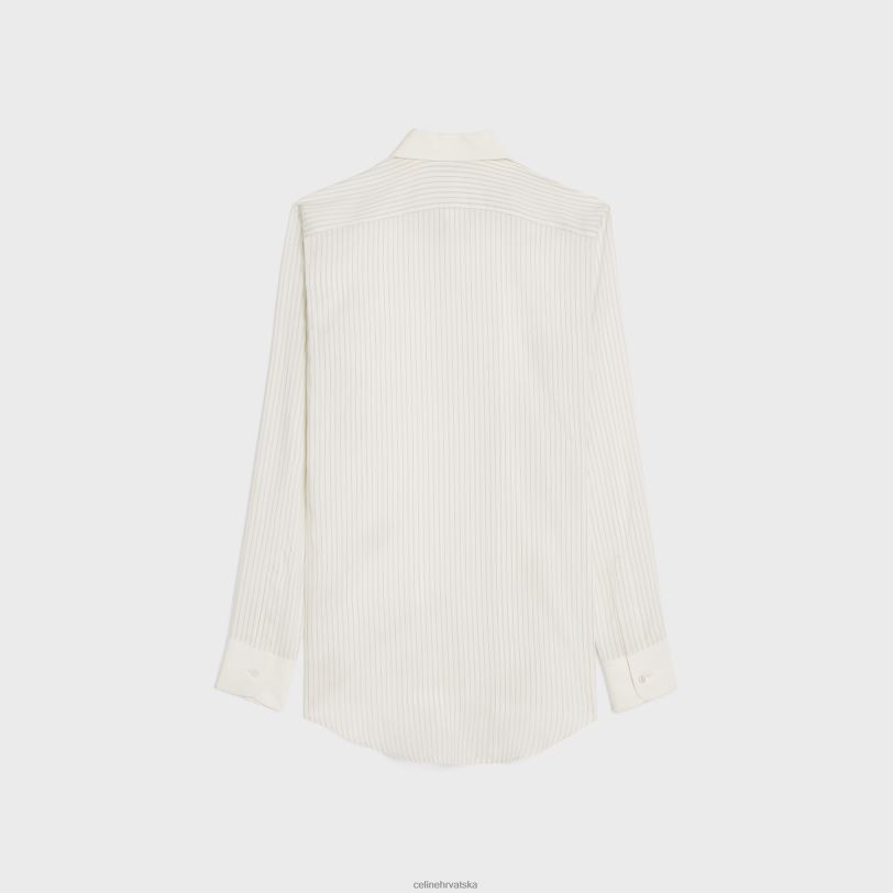 CELINE žene romy košulja u prugastoj svili 3WED6839 odjeća craie/gris clair